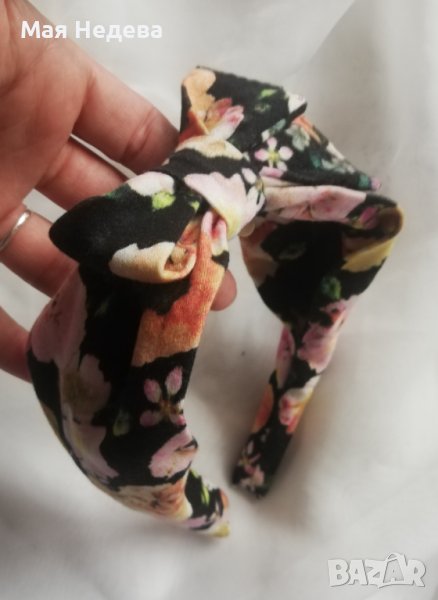 Диадема с подвижна панделка на цветя , снимка 1