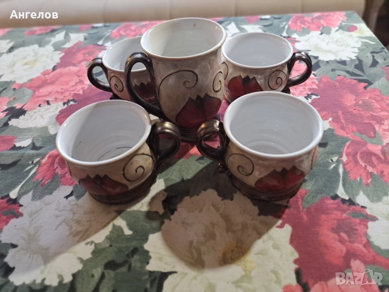 Авторски арт порцеланов сервиз за кафе, с подпис, снимка 1