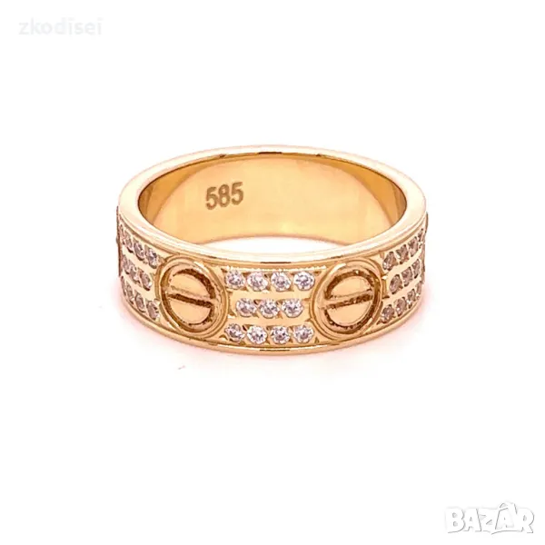 Златен дамски пръстен 6,56гр. 14кр.проба:585 размер:55 модел:29365-6, снимка 1