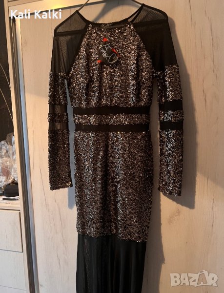 Дамска дълга рокля от паети и тюл, снимка 1