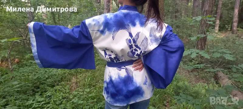 Ръчно рисувано сатенирано кимоно , снимка 1