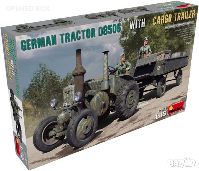 Miniart MIN35317 1:35 немски трактор D8506 с товарно ремарке, снимка 1