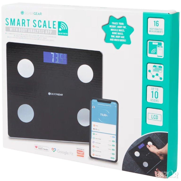 Smart кантар с LCD дисплей -за тегло, телесни мазнини, мускули и др., снимка 1