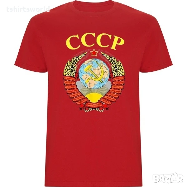Нова червена мъжка тениска с дигитален печат СССР, Русия, снимка 1