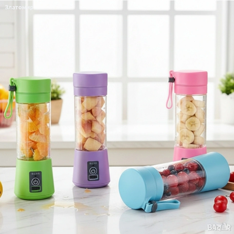 Преносим туристически USB блендер 380 мл – безжичен мини уред за смути и шейкове, снимка 1