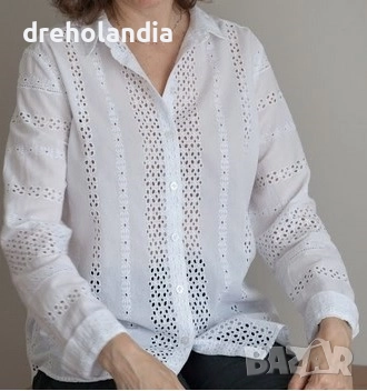 Бяла риза от памучна дантела– M  , снимка 5 - Ризи - 51735977