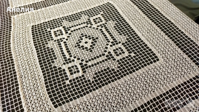 Покривка много голяма ръчно изплетена , снимка 3 - Покривки за маси - 52099758