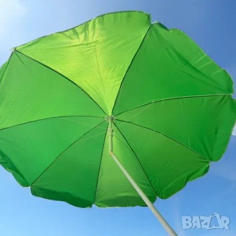 Градински чадър, осмоъгълен, чупещ, зелен, 200 см, снимка 2 - Градински мебели, декорация  - 49465877