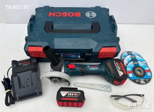 BOSCH GWS 18V-7 - Акумулаторен безчетков ъглошлайф 2x18V 5.0Ah, снимка 1