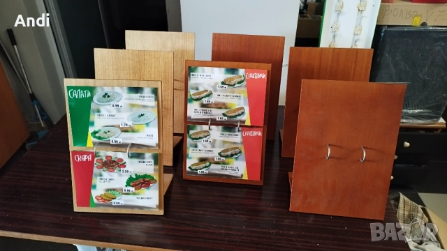 Меню дървена стойка - Дисплей за мхоголистово меню 23/34см, снимка 10 - Обзавеждане за заведение - 52958841