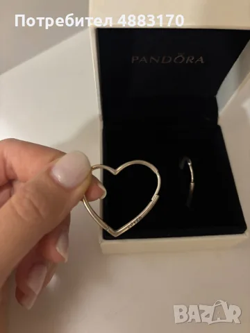Обеци Pandora сърце, снимка 4 - Обеци - 56377994