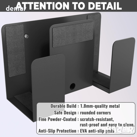 sciuU Стойка за стена, Универсален метален рафт за съхранение на 2 устройства с дебелина < 4 см, снимка 4 - Други стоки за дома - 44658684