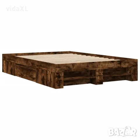 vidaXL Рамка за легло без матрак опушен дъб 120x200 см инженерно дърво, снимка 3 - Спални и легла - 56146896