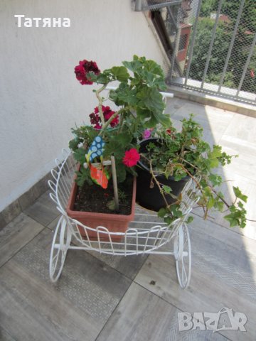 количка  за декорация  на цветя и кашпи, снимка 5 - Градински мебели, декорация  - 29998288