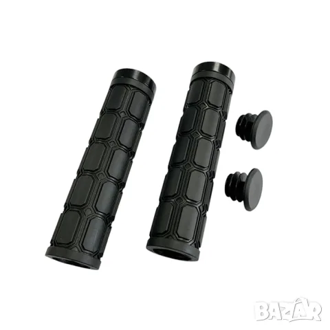 Черни гумени дръжки за велосипед 132 mm с отвор 22 mm, снимка 2 - Аксесоари и консумативи - 55866685