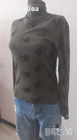 Зелена блуза тюл и бродерия АСОС - 15,00лв., снимка 2 - Блузи с дълъг ръкав и пуловери - 32029829