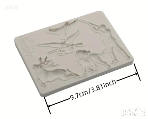 лов ловец ловджия с пушка куче елен гъска силиконов молд форма фондан шоколад декор, снимка 4 - Форми - 52843940