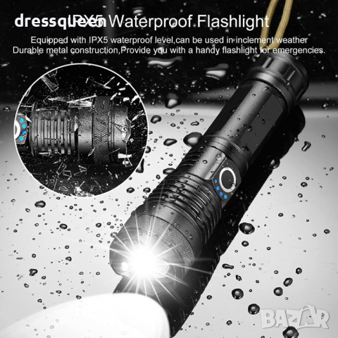 3954 Мощен лед фенер 8000 лумен POLICE, USB, акумулаторен, зуум, водоустойчив, снимка 5 - Къмпинг осветление - 44919504