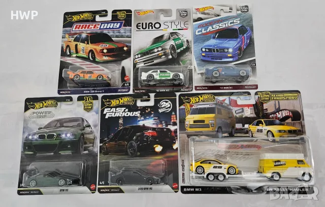 Hot Wheels BMW M5, M3 Team Transporter Premium колички 