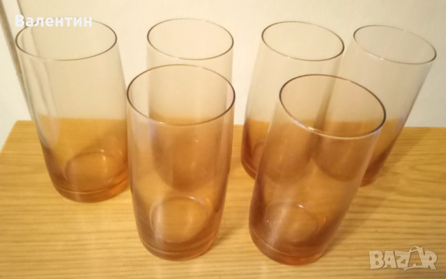 Сервиз от 6 руски чаши за безалкохолни напитки от цветно стъкло , снимка 2 - Сервизи - 52344592