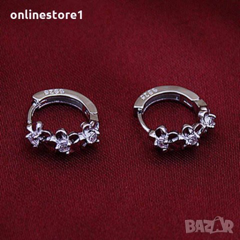  Сребърни обеци 925 - Мини Халки Камелия Код: BX502, снимка 2 - Обеци - 33746274