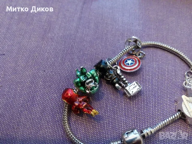 Сребърна гривна Пандора в кутия нова отмъстелите Marvel Avengers, снимка 5 - Гривни - 55797626