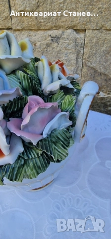 🌸✨ Порцеланова кошница с 3D цветя – изящна изработка ✨🌸, снимка 7 - Статуетки - 51518239