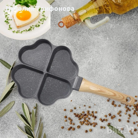 Тиган за пържене на яйца, палачинки, пържени картофи, индукция  сърце, снимка 2 - Съдове за готвене - 53213507