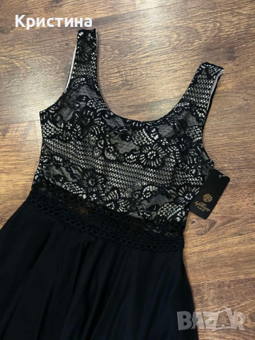 Черна рокля с бежово , снимка 5 - Рокли - 44586338