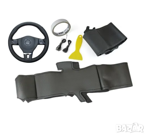 Калъф за волан шиещ 38 см. подходящ за Volkswagen PASSAT B7 CC JETTA 6 GOLF 6 TIGUAN T5, снимка 2 - Аксесоари и консумативи - 47277691
