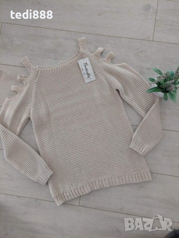 Разпродажба нов бежов пуловер, снимка 1 - Блузи с дълъг ръкав и пуловери - 42898093