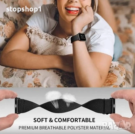 Платнена каишка XPRO Apple Watch 38mm/40mm/41mm/42mm Black , снимка 2 - Каишки за часовници - 53877451