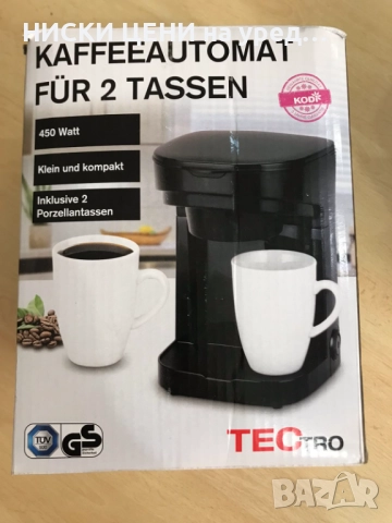 Кафеварка за 2 чаши Tectro, 450W, снимка 6 - Кафемашини - 51767989