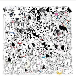 50 бр куче кучета далматнец самозалепващи лепенки стикери украса картонена торта ръчна изработка, снимка 4 - Други - 44376232
