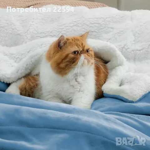 BEDSURE поларено одеяло , дебело одеяло за диван – Светлосин 150 x 200 cm, снимка 3 - Олекотени завивки и одеяла - 55964277