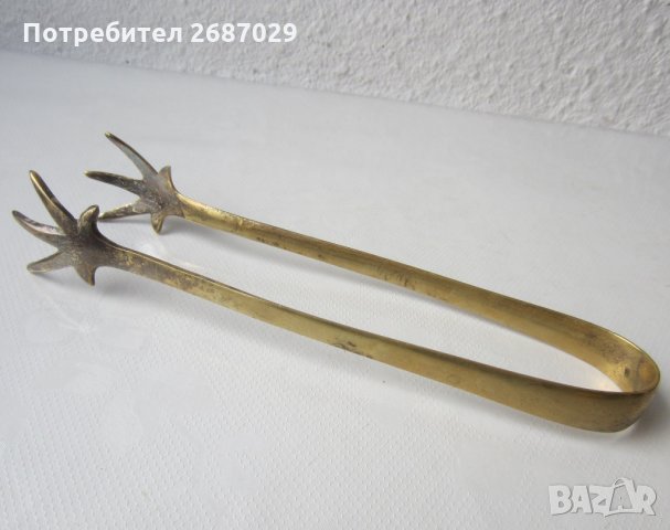 щипка с ръчички, месинг антика, снимка 1