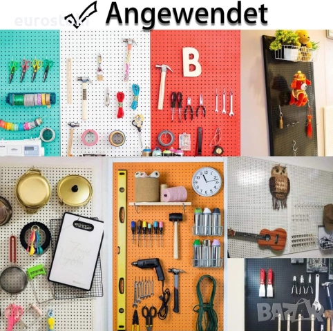 Пакет от 60  стенни куки за перфорирана дъска, за инструменти, за окачване за държачи за инструменти, снимка 6 - Етажерки - 51458293