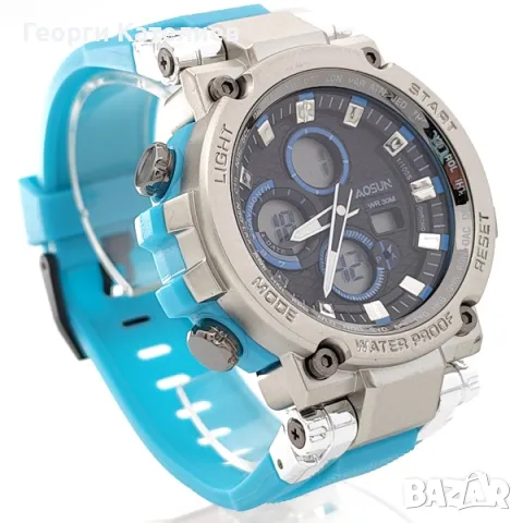 Мъжки часовник спортен модел със синя силиконова каишка електронен-топ цена Код на продукта:B-01-01, снимка 2 - Мъжки - 48125913