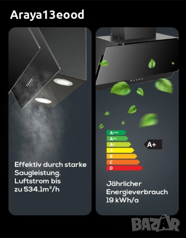 Кухненски абсорбатор Hanseatic с LED осветление, снимка 7 - Абсорбатори - 53944385