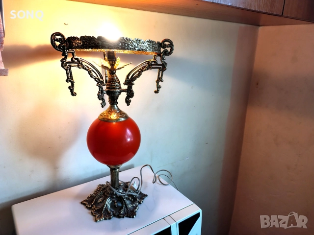 Прекрасна Голяма Стара Бронзова Лампа, снимка 8 - Антикварни и старинни предмети - 51774802