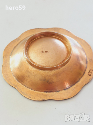 СССР-сребърна позлатена чинийка с емайл-сребро 916, снимка 8 - Колекции - 44809230