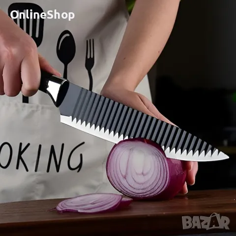 Комплект стоманени ножове , 6 части, незалепващо покритие, черен, снимка 11 - Други - 49230341