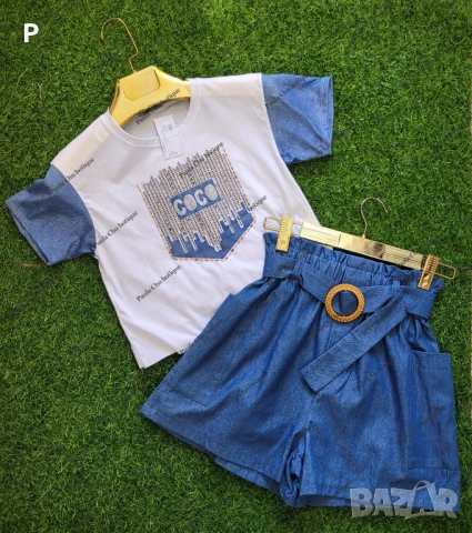 Кроп топ къс топ с дънкови ръкви