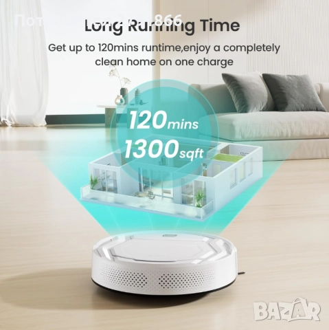 Прахосмукачка робот Lefant,силно засмукване,120 минути работа,тънка,Wi-Fi/приложение/Alexa, снимка 6 - Прахосмукачки - 52342793