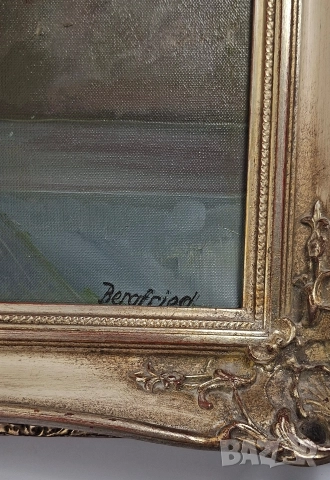 Стара картина Натюрморт с цветя - масло върху платно, в барокова рамка, снимка 5 - Картини - 52681609