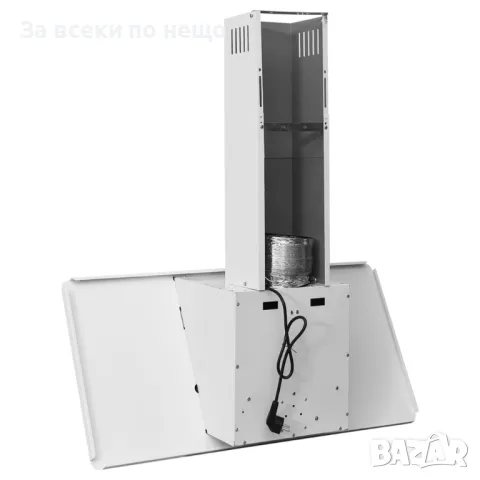 Стенен абсорбатор, 90 см, инокс и закалено стъкло, бял, снимка 3 - Абсорбатори - 47827073