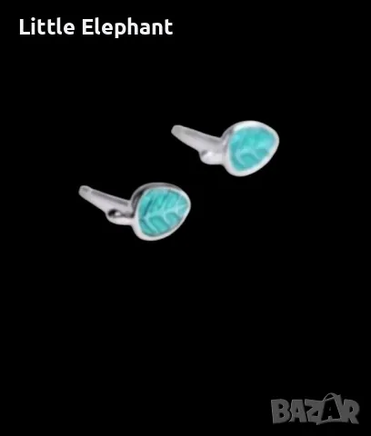 Modern jewelry,сребърни обеци листенца,колекция"Flowers"aquamarine/нови