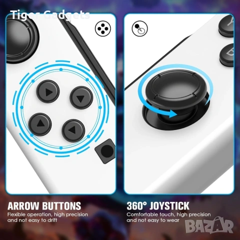 Контролери за Nintendo Switch Joy-Con безжични с вибрация, бели, снимка 5 - Аксесоари - 53983146