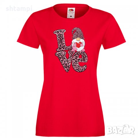 Дамска тениска Love Gnome Valentine's 11, снимка 5 - Тениски - 35552050