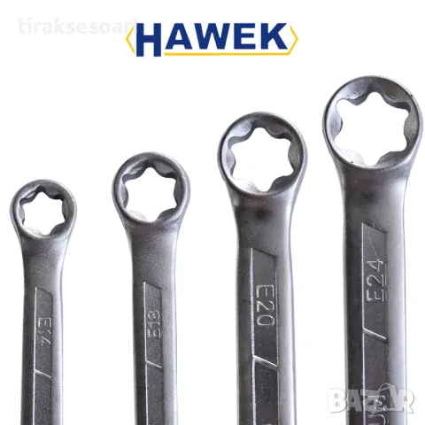Комплект Ключове E-TORX в блистер Комплект ключове 4 броя HAWEK, снимка 2 - Ключове - 47627203